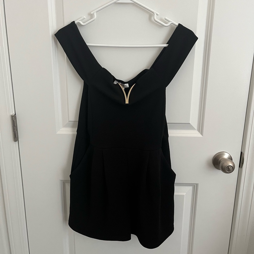 a'gaci Black Mini Romper with Gold Accent